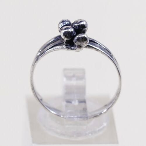 Size 7.5, Vtg Sterling Silver Handmade Ring 925 Silver Band w/ bead
