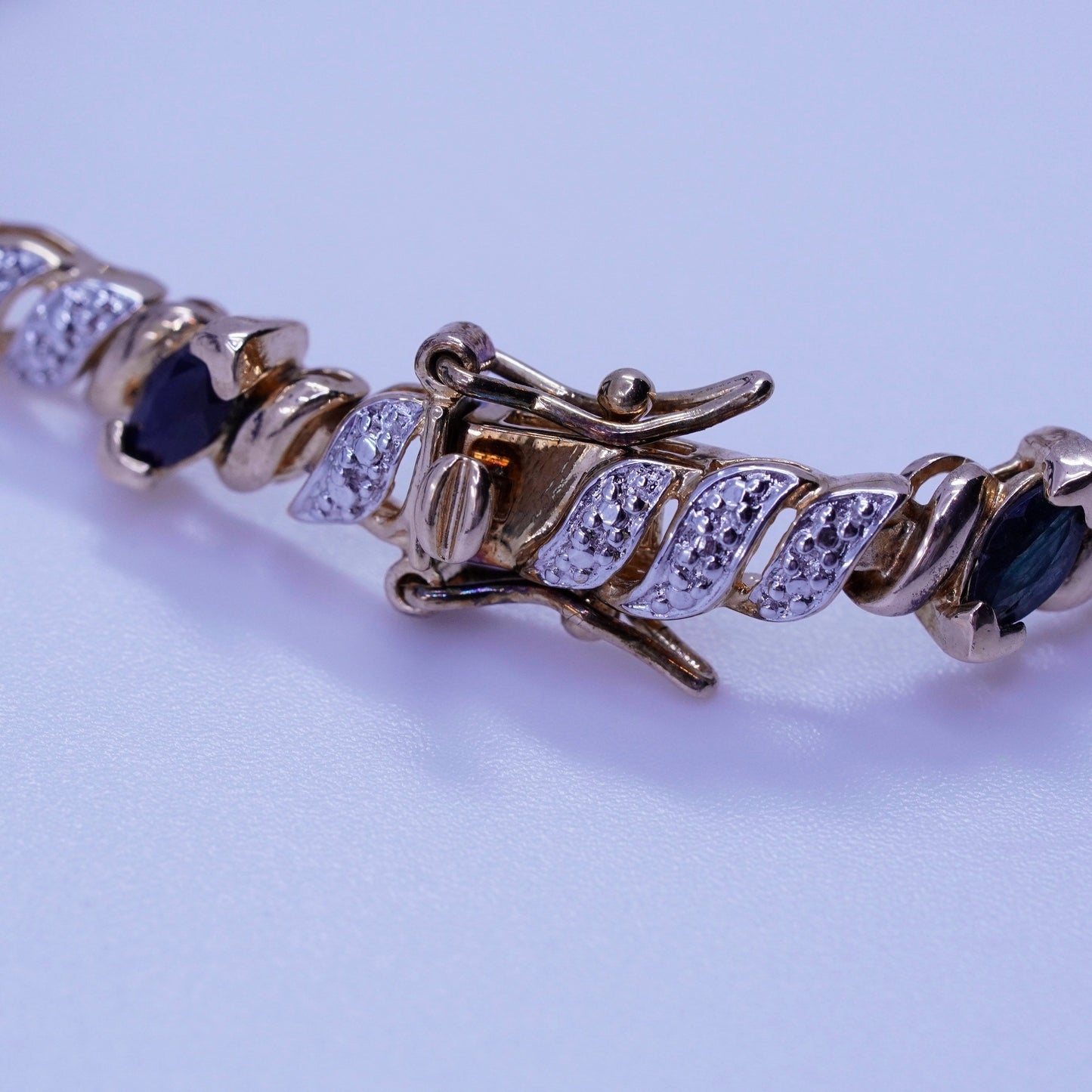 7.25”, vermeil gold Sterling 925 silver tennis San Marco bracelet sapphire