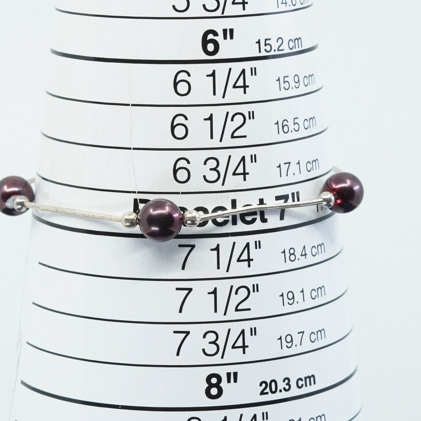 7", Sterling silver handmade bracelet, 925 snake chain w/ pearl beads