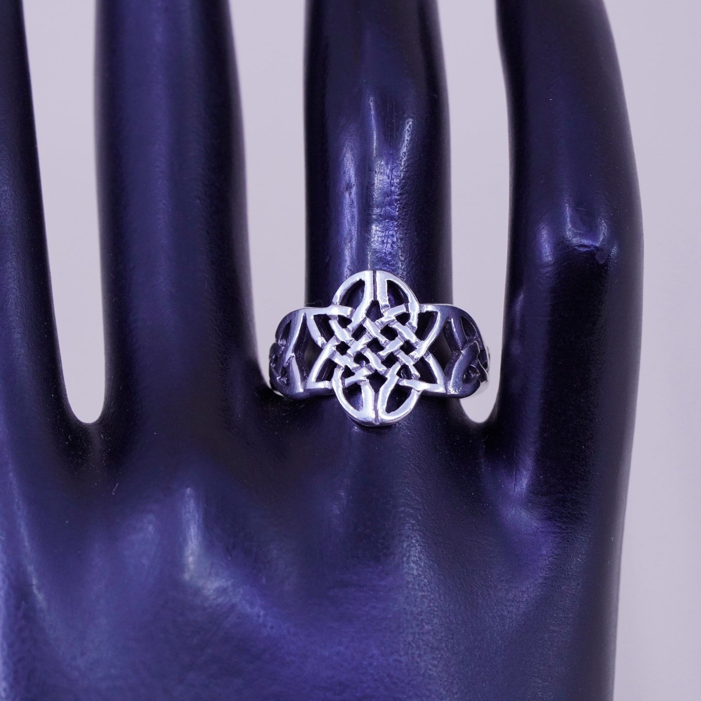 Size 7.75, sterling silver handmade wired ring, 925 irish entwined knot band