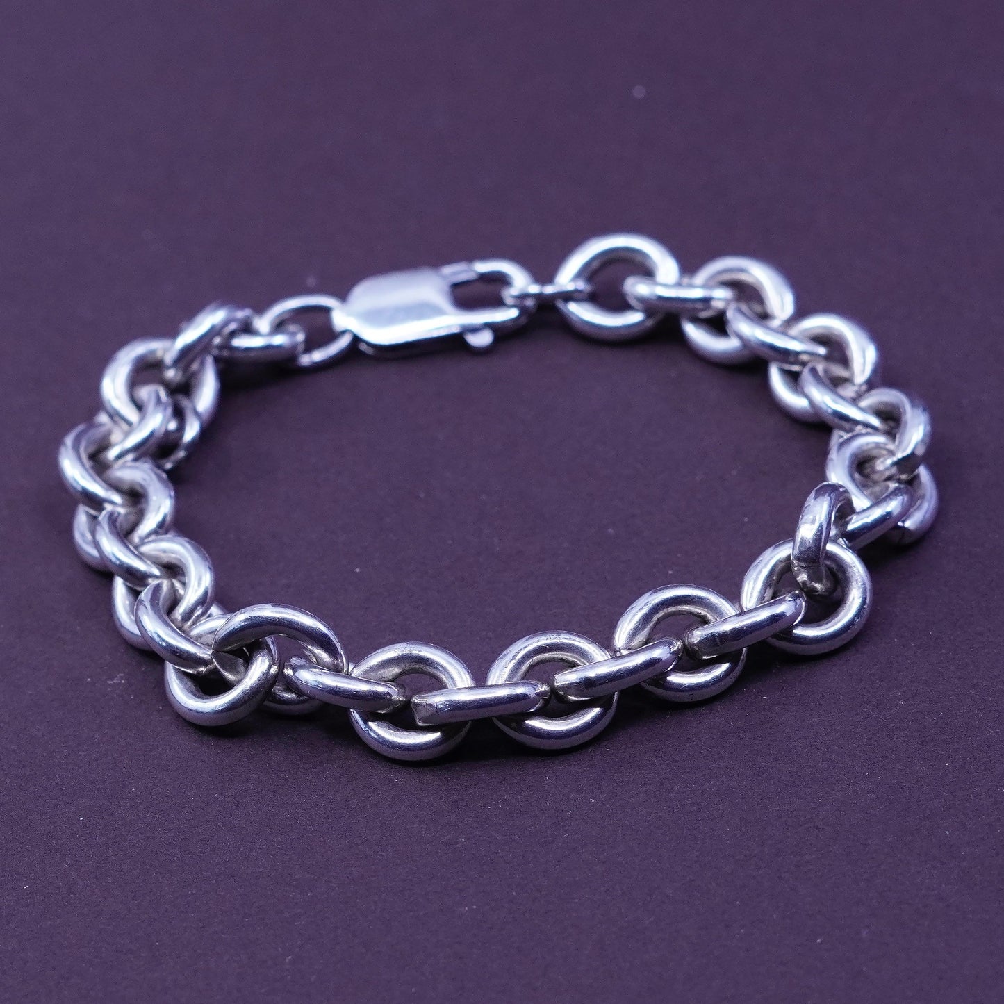 6.5”, prochain Sterling silver charm bracelet, italy 925 bold circle chain