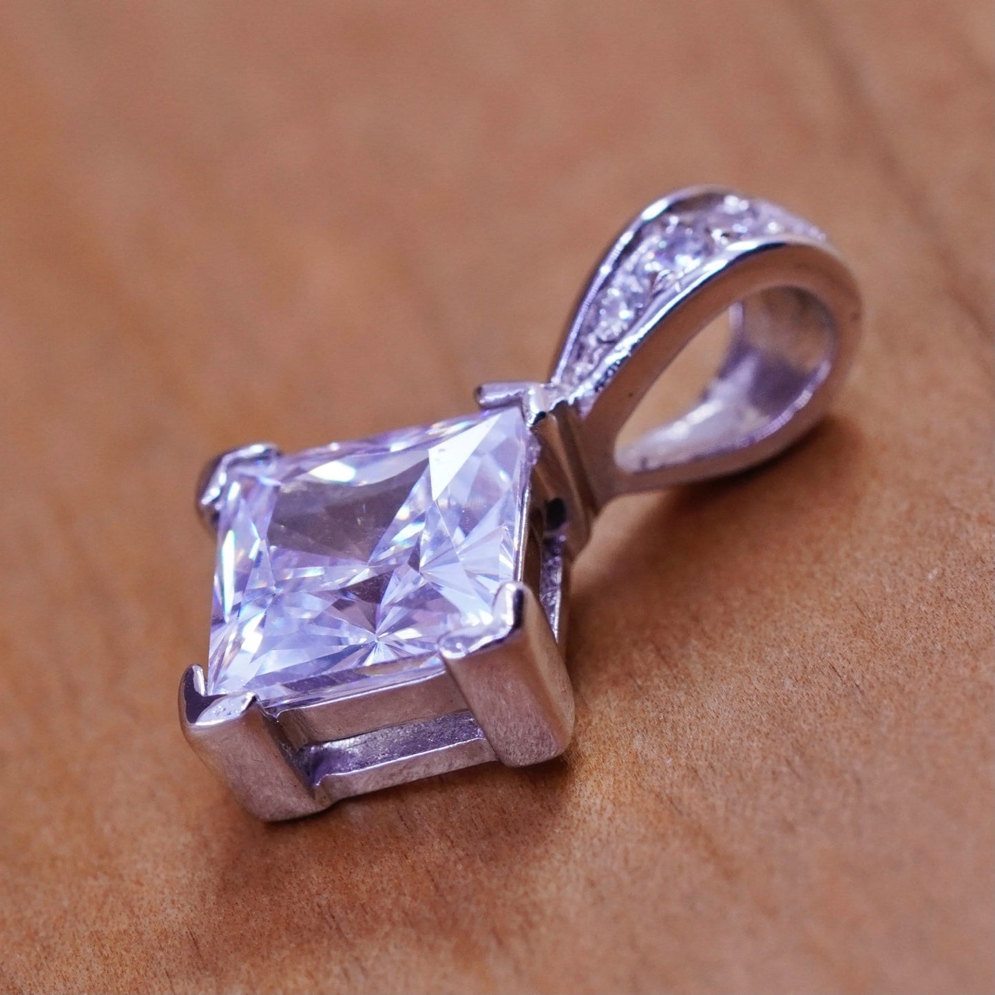 Vintage Sterling 925 silver handmade pendant with cz