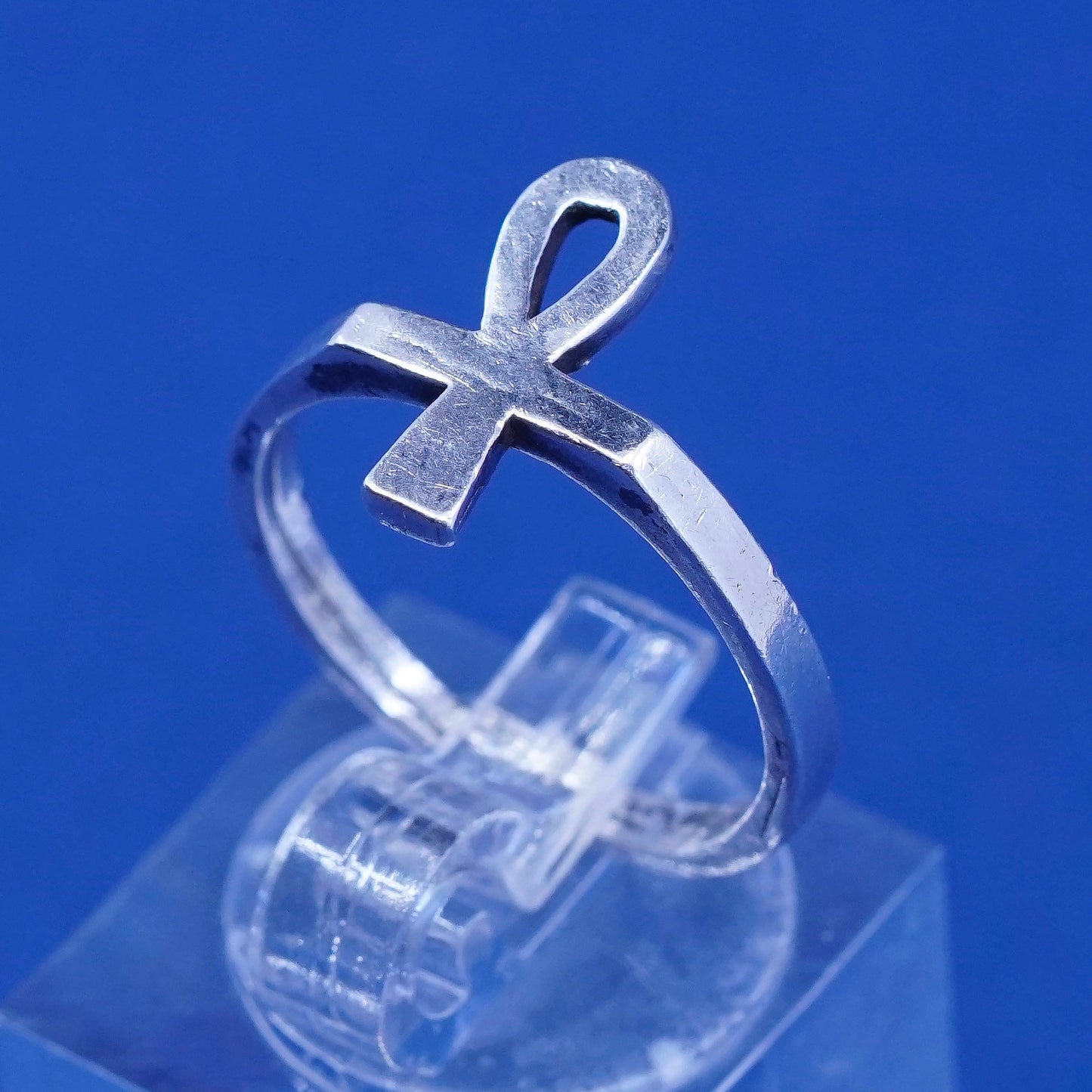 Size 6.5, sterling silver handmade ring, 925 Egyptian style ankh band