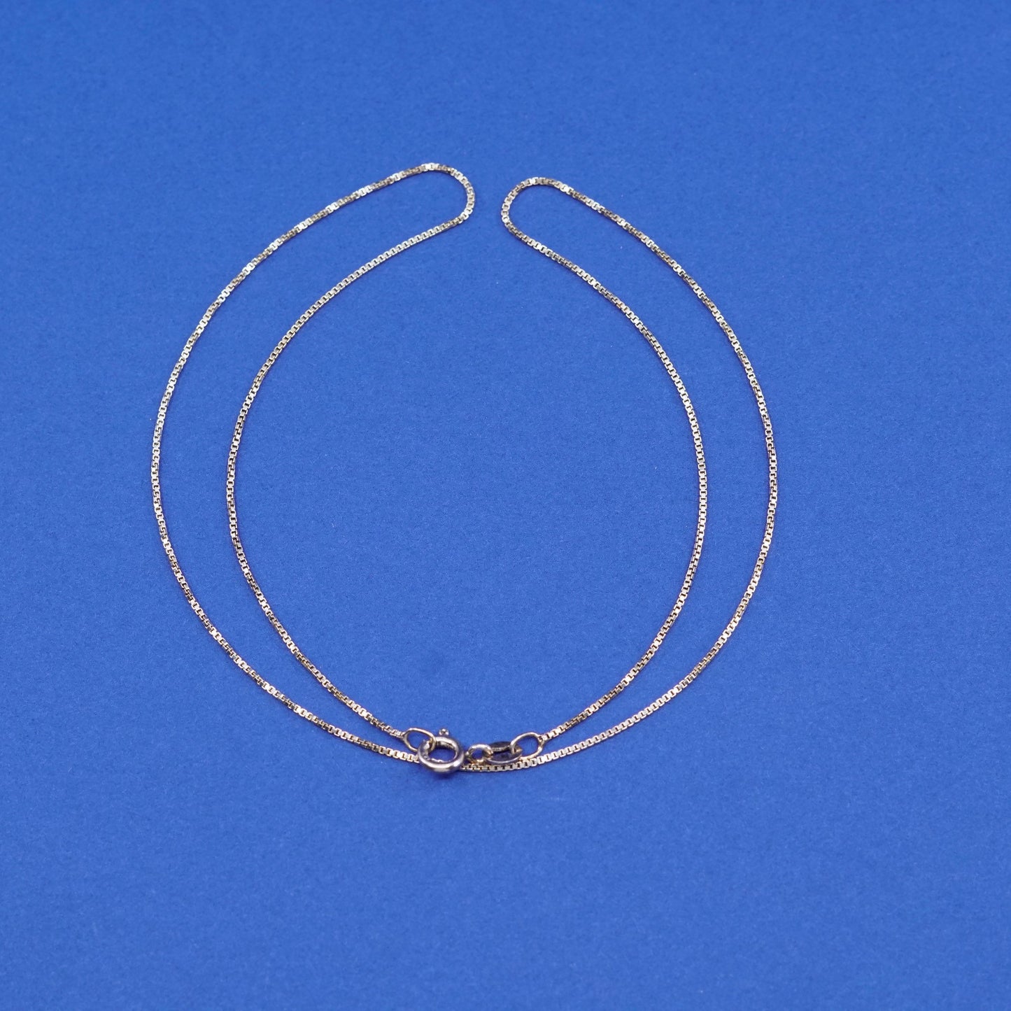 18", 1mm, vintage Sterling silver necklace, gold over 925 silver box chain