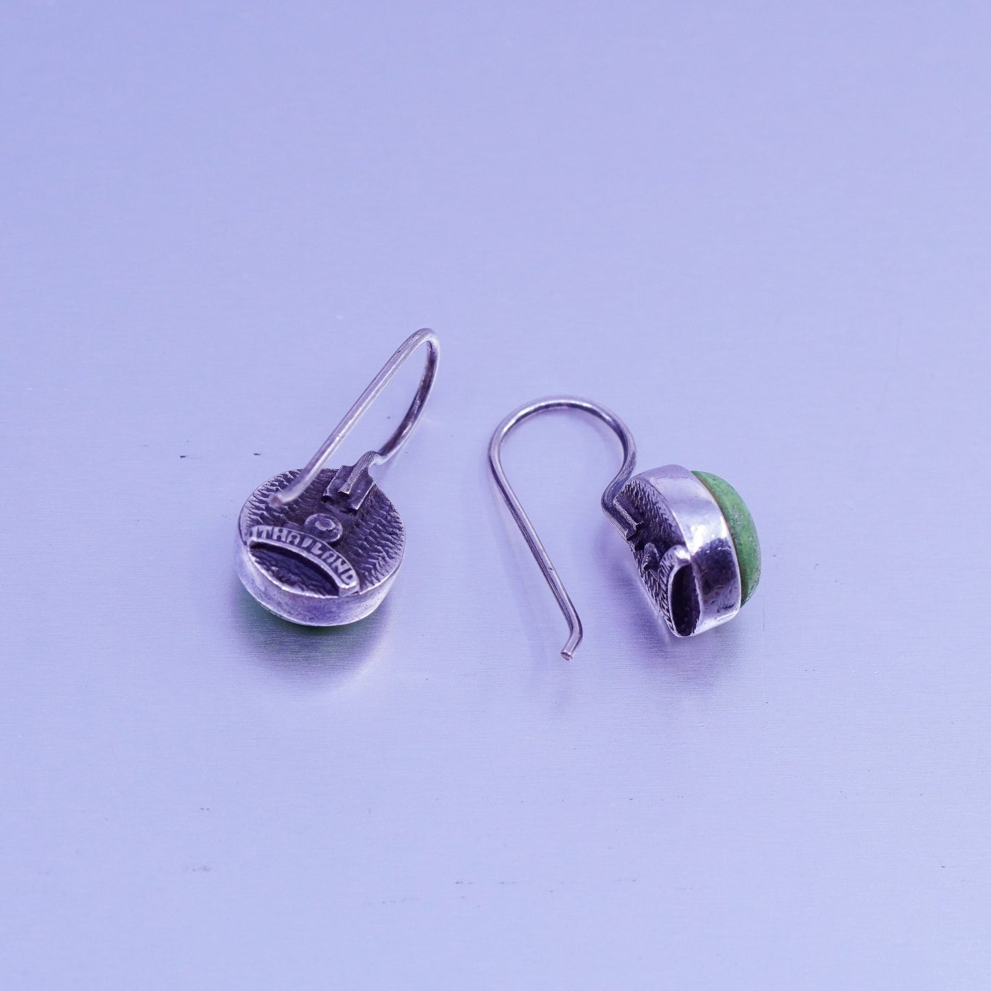 Vintage Sterling 925 silver handmade earrings with round turquoise