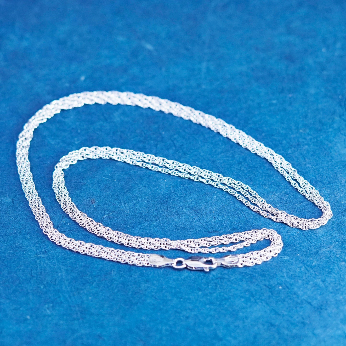 16”, Vintage Sterling silver necklace, multi strands 925 Singapore rope chain