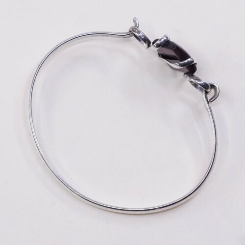6.75”, Vtg Sterling Silver Handmade Bracelet, 925 W/ Purple Tiger’s Eye Bangle