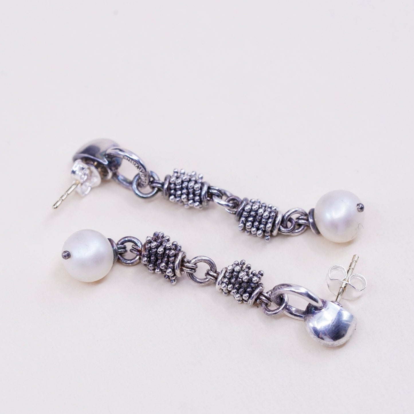 VTG michael dawkins sterling 925 silver earrings with 14K gold post and pearl