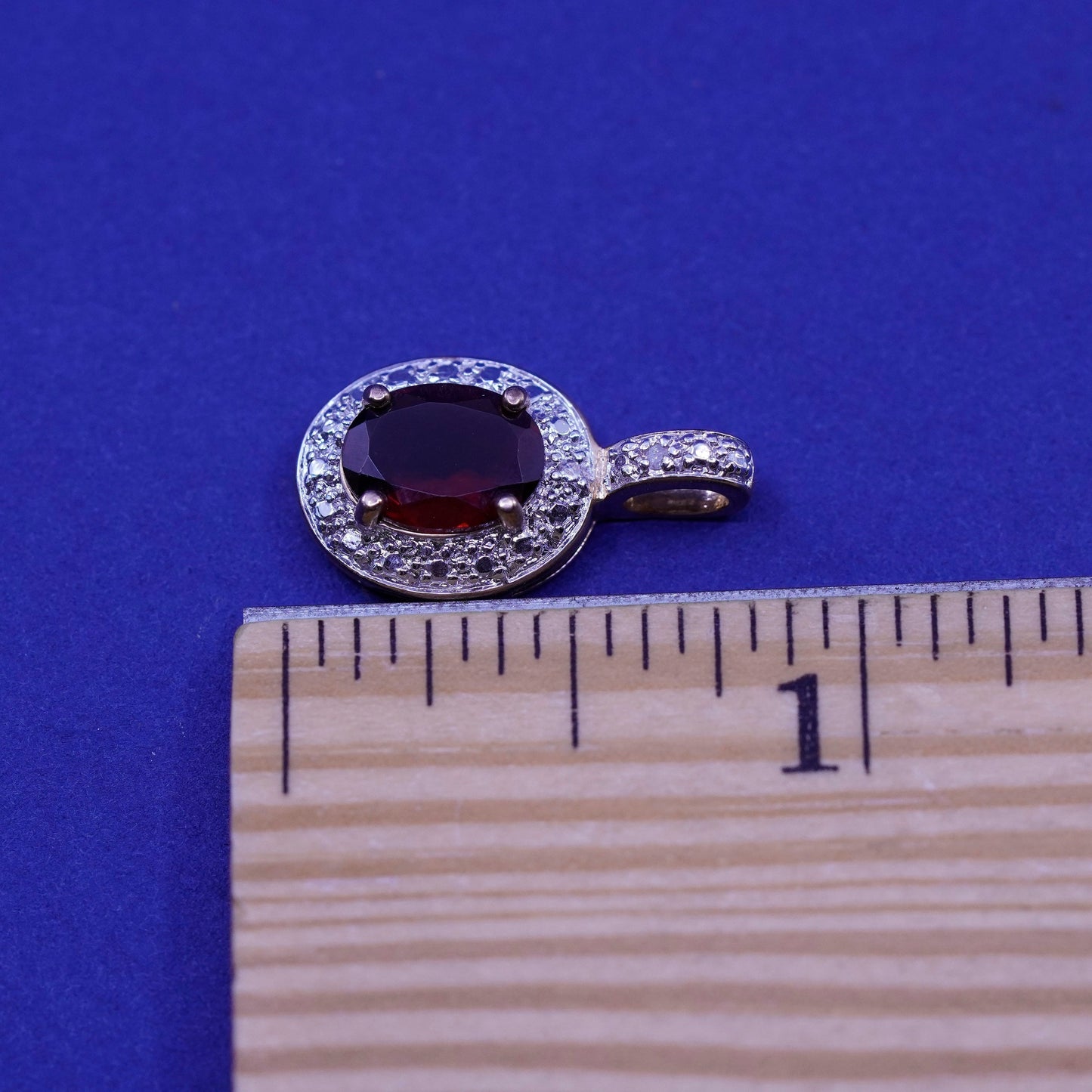 Vintage Vermeil gold over Sterling 925 silver pendant with genuine ruby diamond