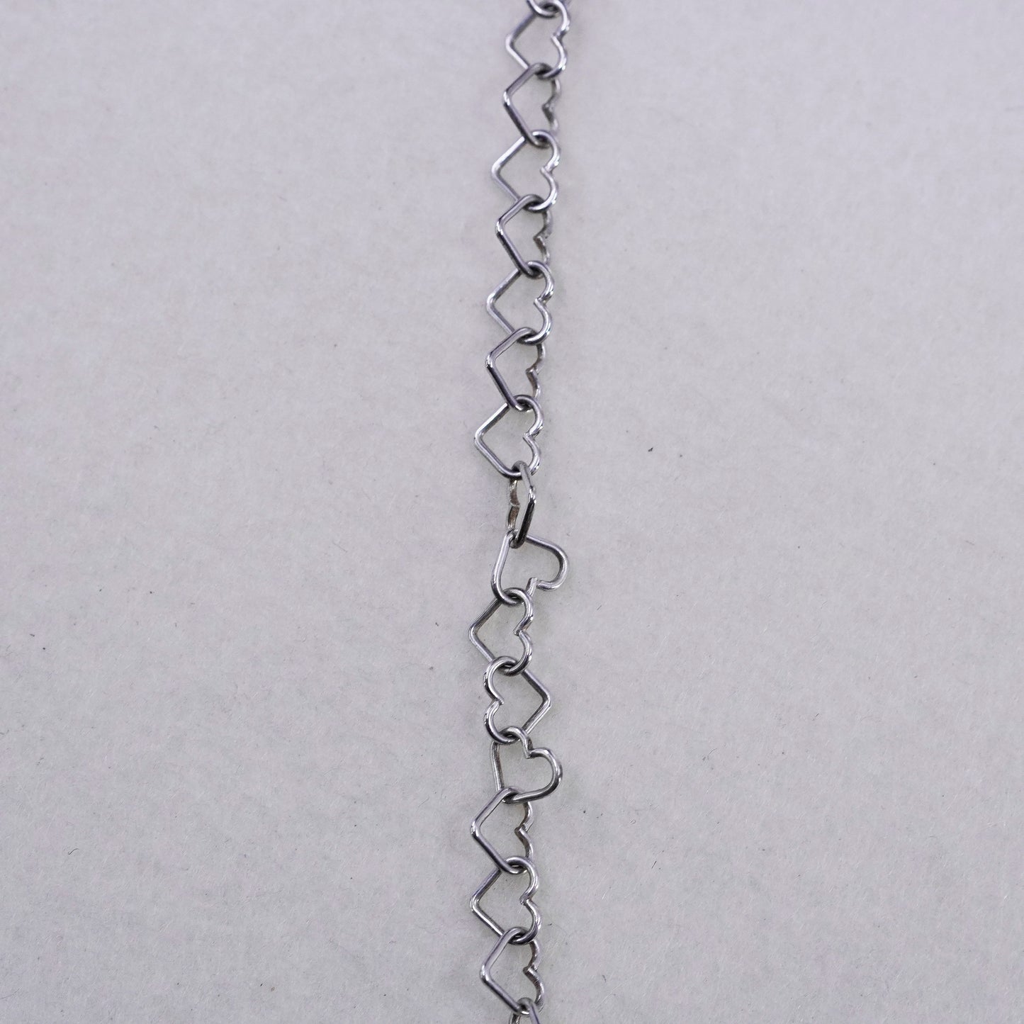16” 7mm, vintage Italy Sterling 925 silver heart link chain necklace
