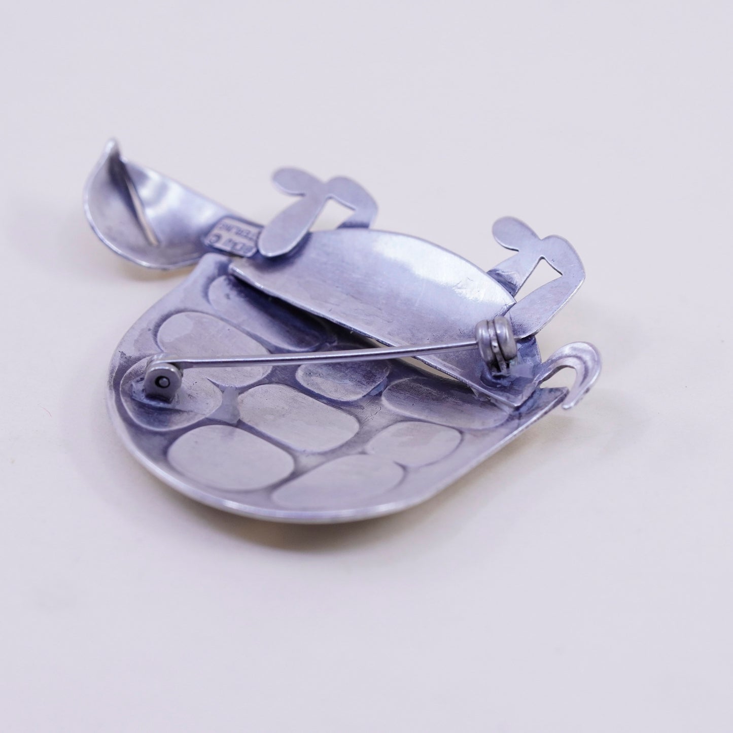 Vintage Sterling silver handmade brooch, 925 turtle brooch