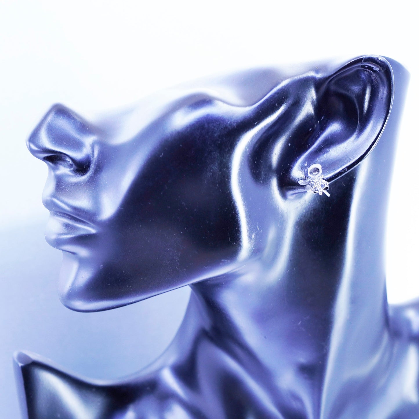 Vintage Italy Sterling 925 silver handmade star starfish earrings, studs