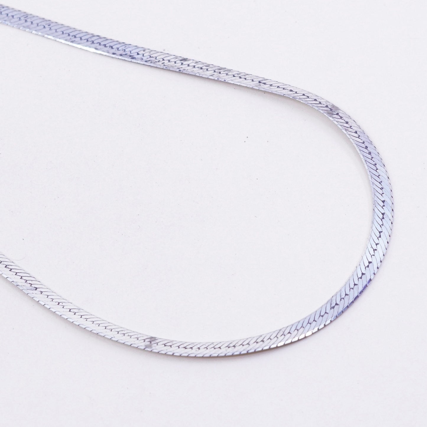 18” 4mm, Vintage Italy sterling silver necklace, bold 925 herringbone chain