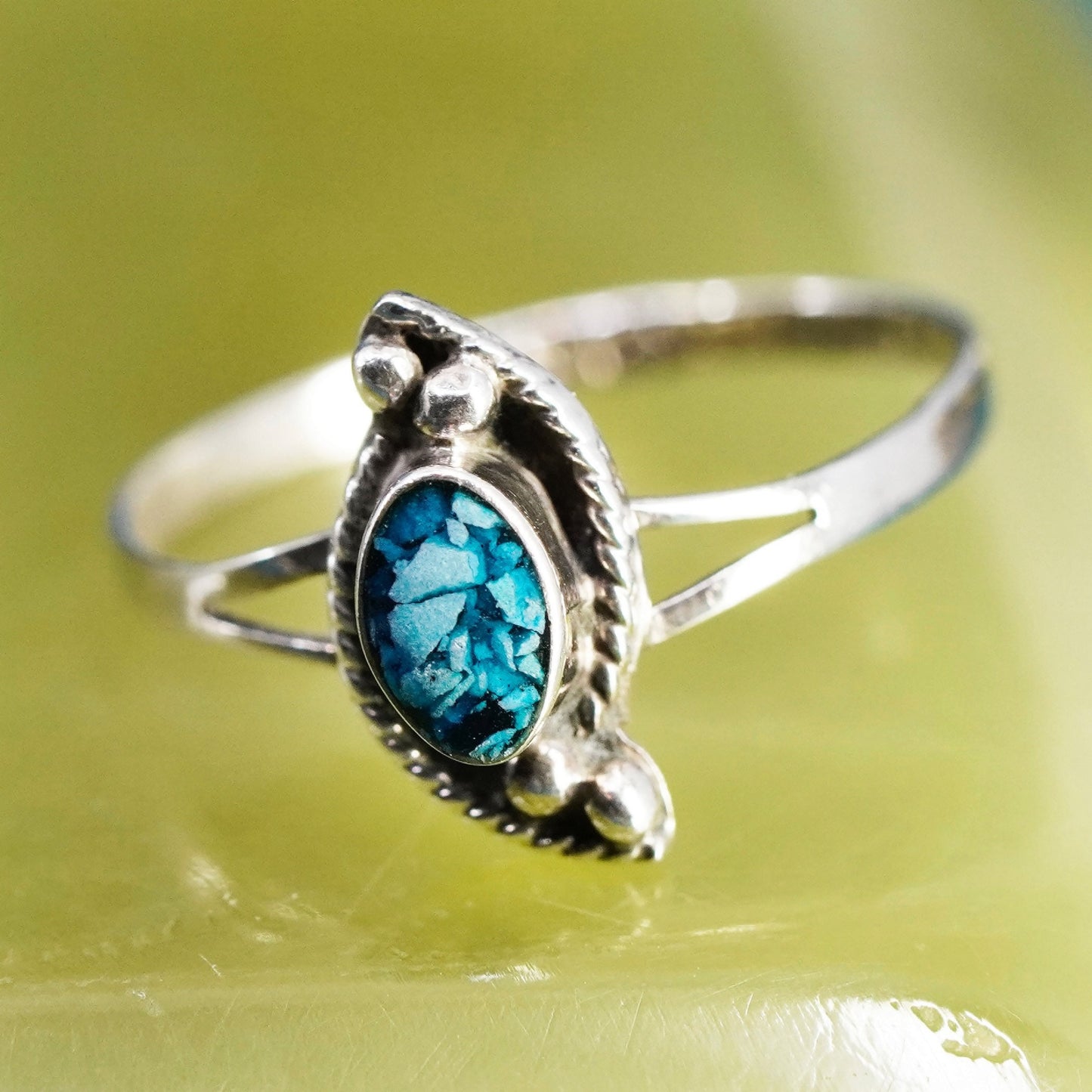 Size 6.5, Native American, southwestern Sterling 925 silver ring with turquoise