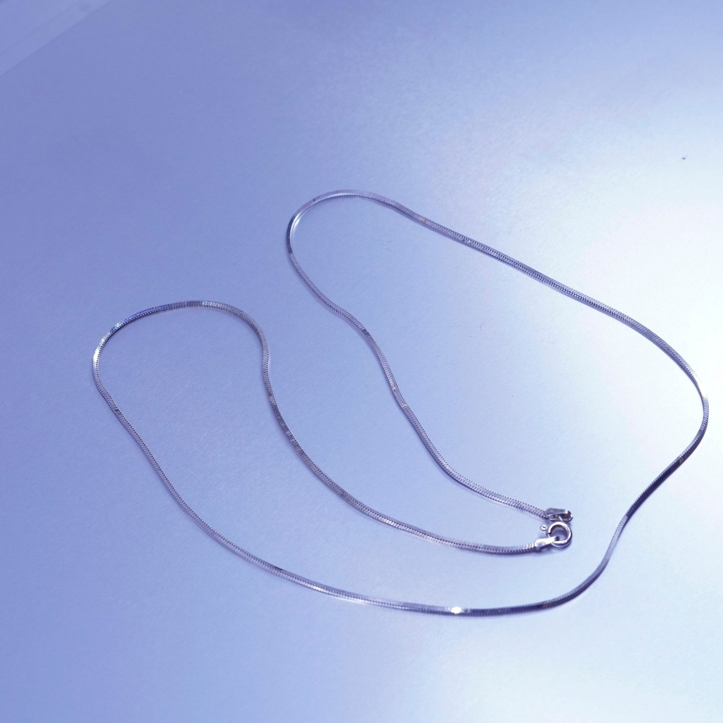 24” 1mm, vintage Italy Sterling 925 silver square snake chain necklace
