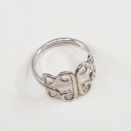 Sz 5, Vtg Sterling Silver Handmade Ring, 925 Silver Band W/ swirl, Silver Tested