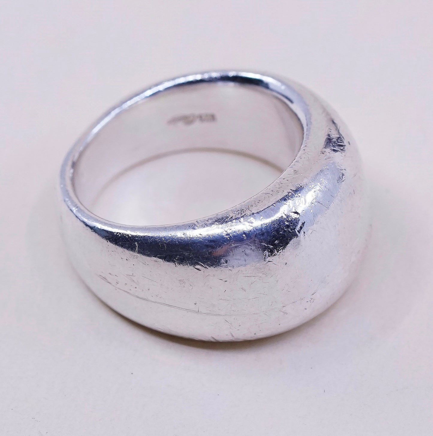 sz 6.75, vtg Anthony Quinn jewelry, sterling silver handmade ring, 925 band