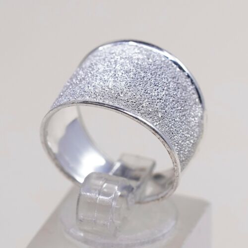 Sz 7, Vtg Sterling Silver Handmade Ring 925 Silver Sparkly Band W/ Matt Surface