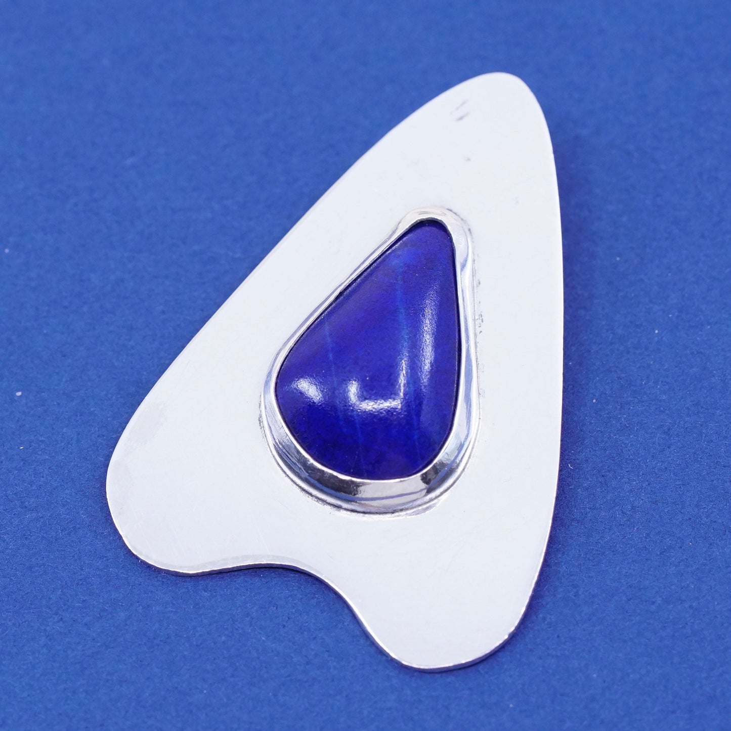 Vintage Sterling silver handmade pendant, 925 with teardrop lapis lazuli