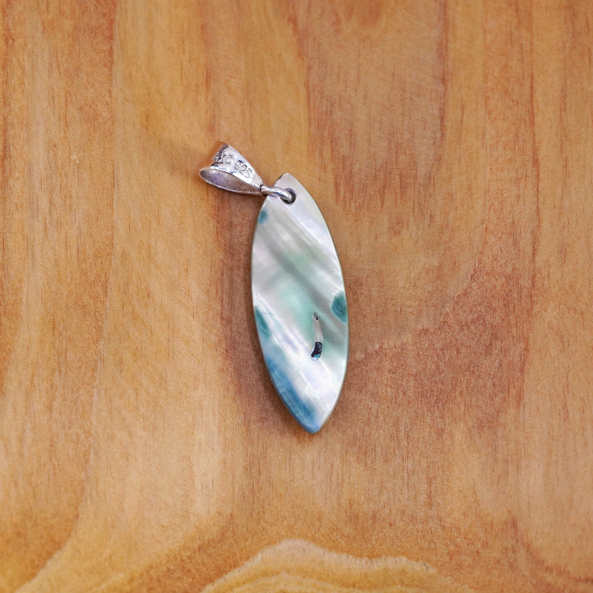 Vintage AIC Sterling 925 silver handmade plumeria flower pendant with abalone