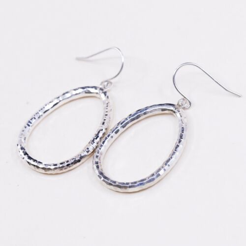 Vtg Sterling 925 Silver Handmade Hollow Lightweight Teardrop Shaped Earrings