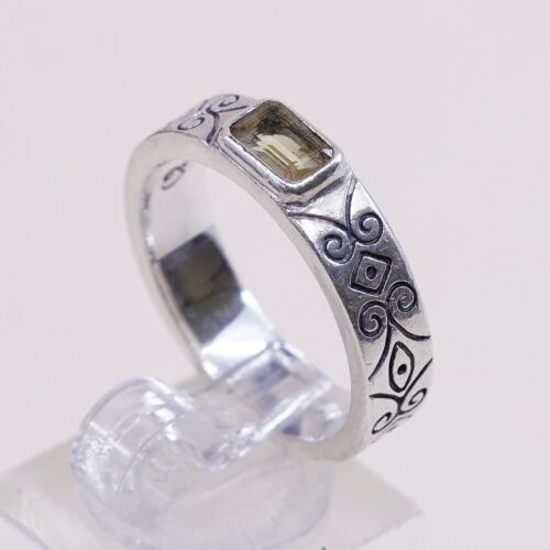 Sz 9.25, Vtg Brighton Sayan Handmade Sterling 925 Silver Ring W/ Citrine