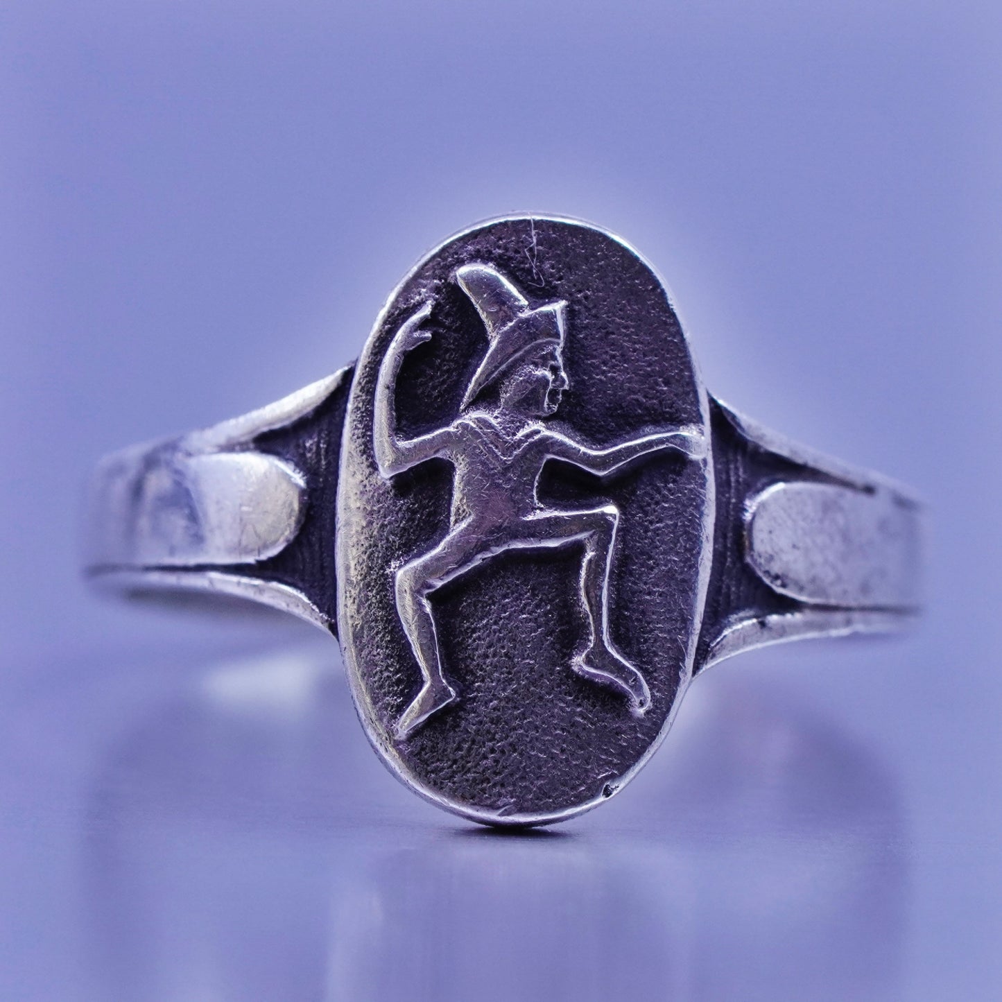 Size 4, Sterling silver handmade ring, 925 Camp Fire Girl Wood Gatherers band