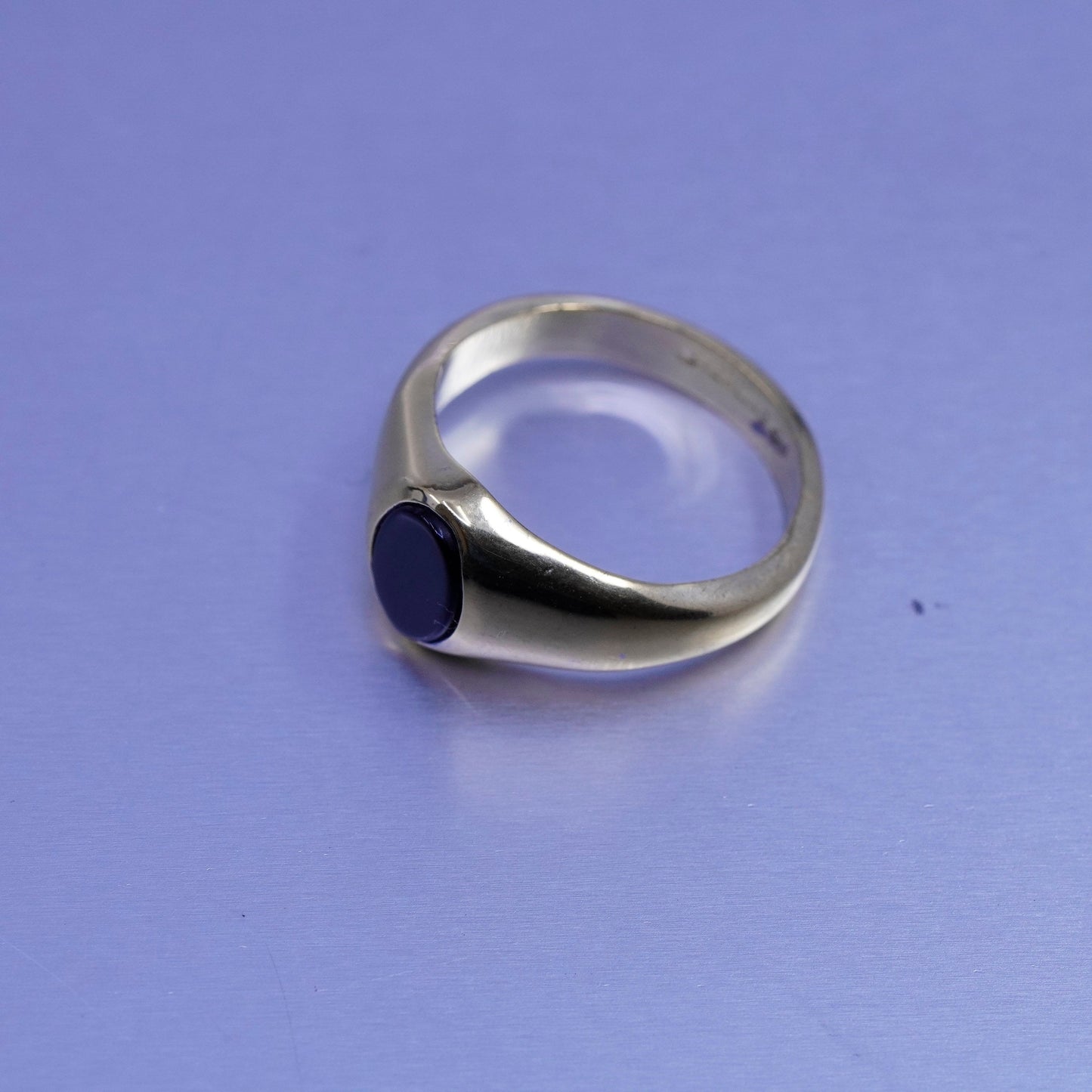 Size 7.25, vermeil gold filled ring with obsidian