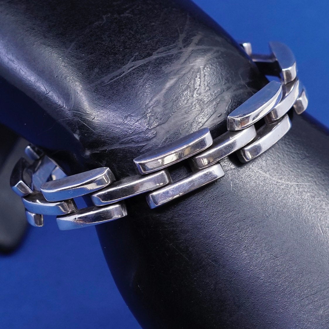 7.5”, 11mm, vtg Sterling silver handmade bracelet, 925 bold chain