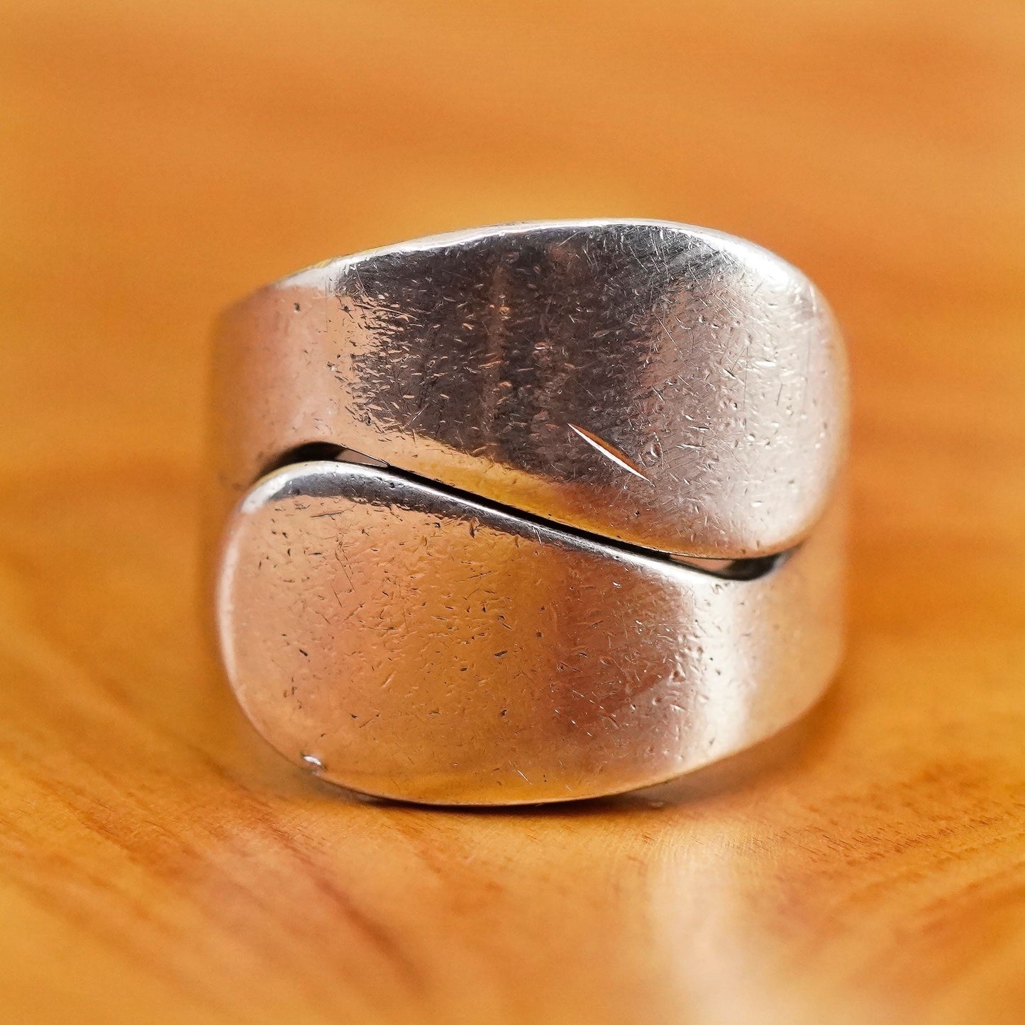 Size adjustable, designer Hans Hansen Sterling silver ring, 925 ribbed band