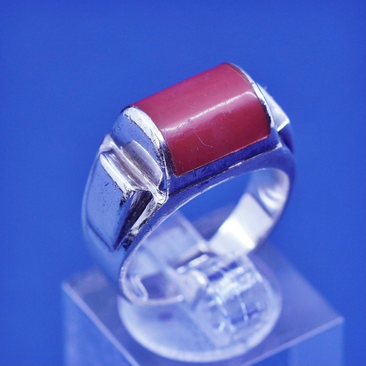 Size 8, vintage Sterling 925 silver handmade ring with jasper, southwestern