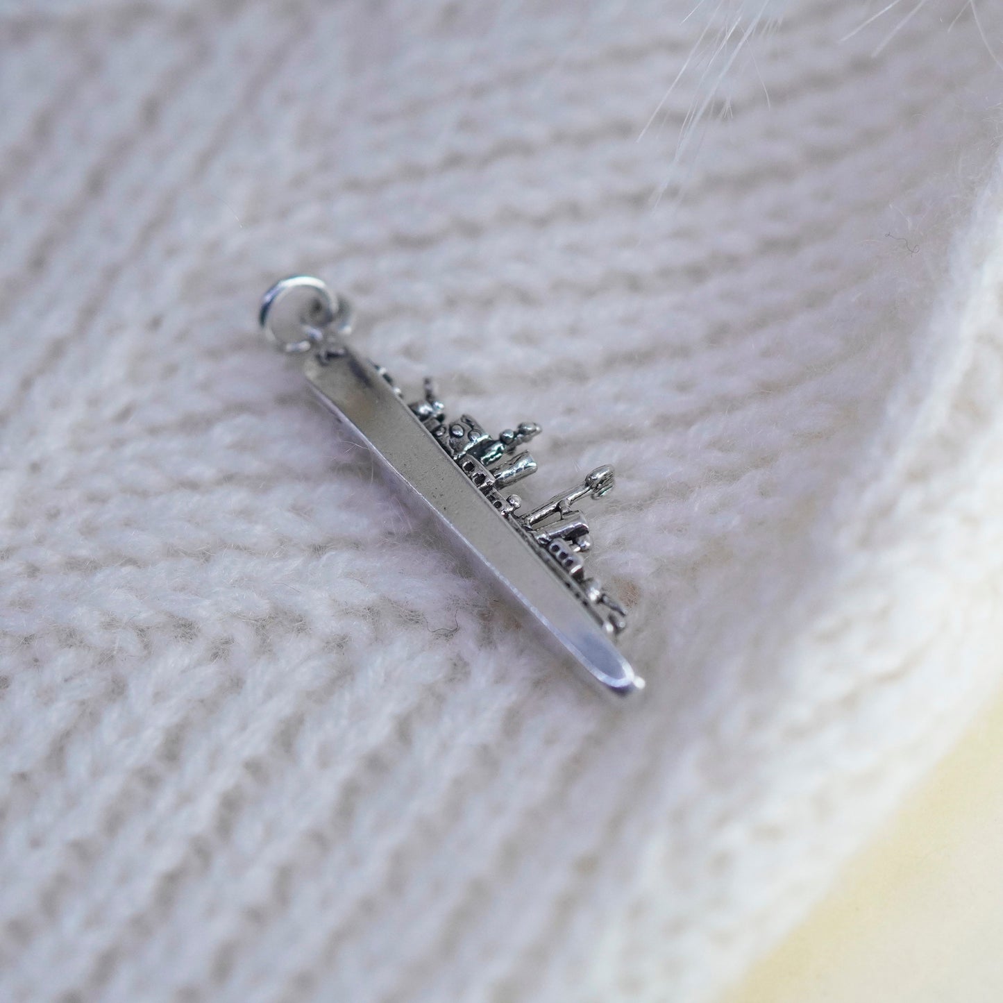 Vintage sterling silver handmade ship warship charm, 925 pendant