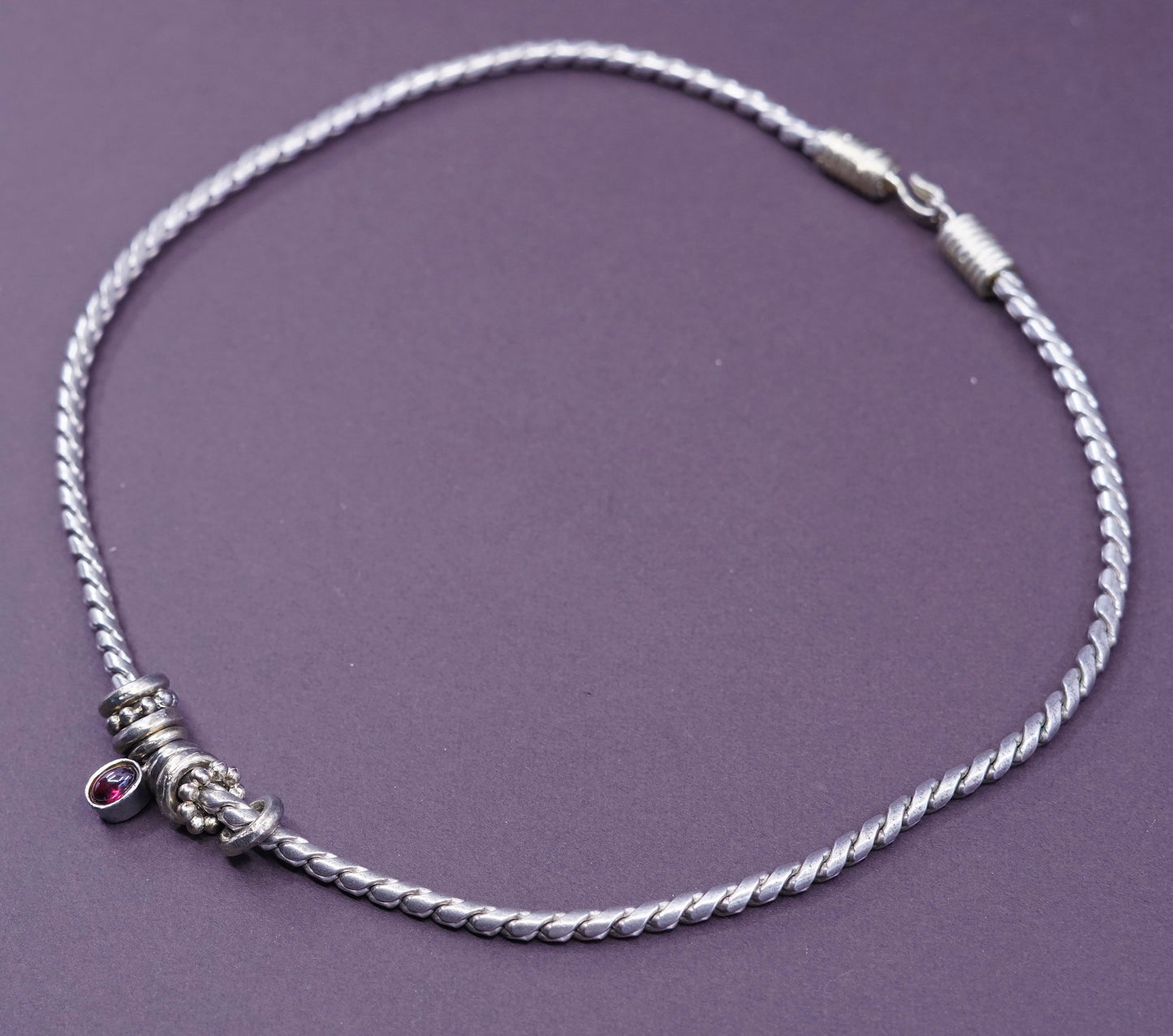 16”, S SKLARE Sterling silver necklace, 925 unique snake chain w/ beads charm