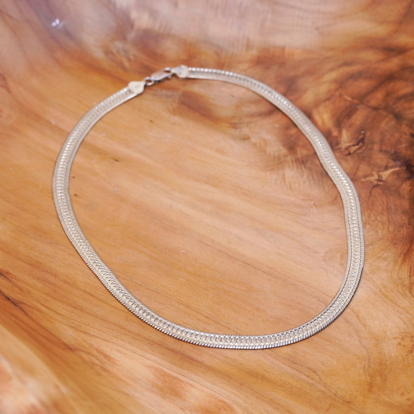 18”, Italy Milor vermeil gold over Sterling silver textured herringbone chain