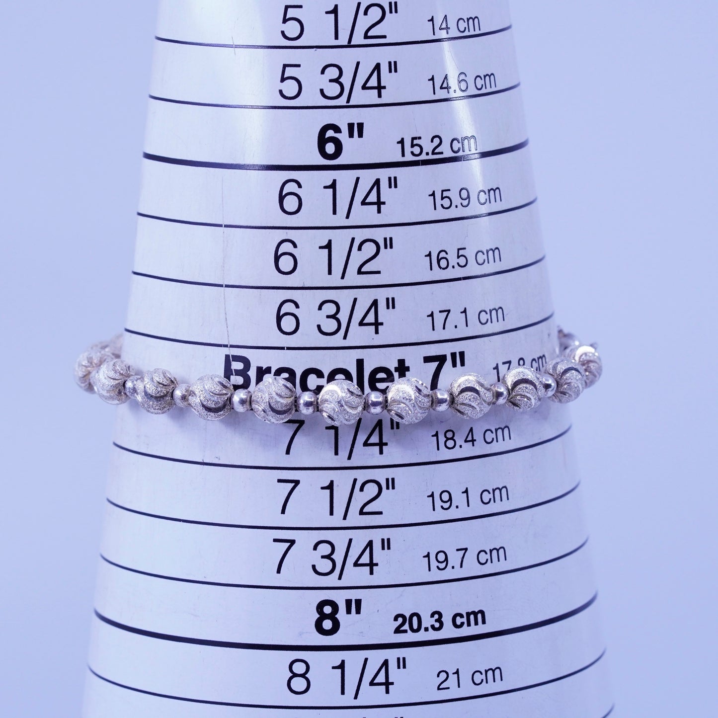 7”, Vintage Sterling 925 silver handmade tennis bracelet chain with amber