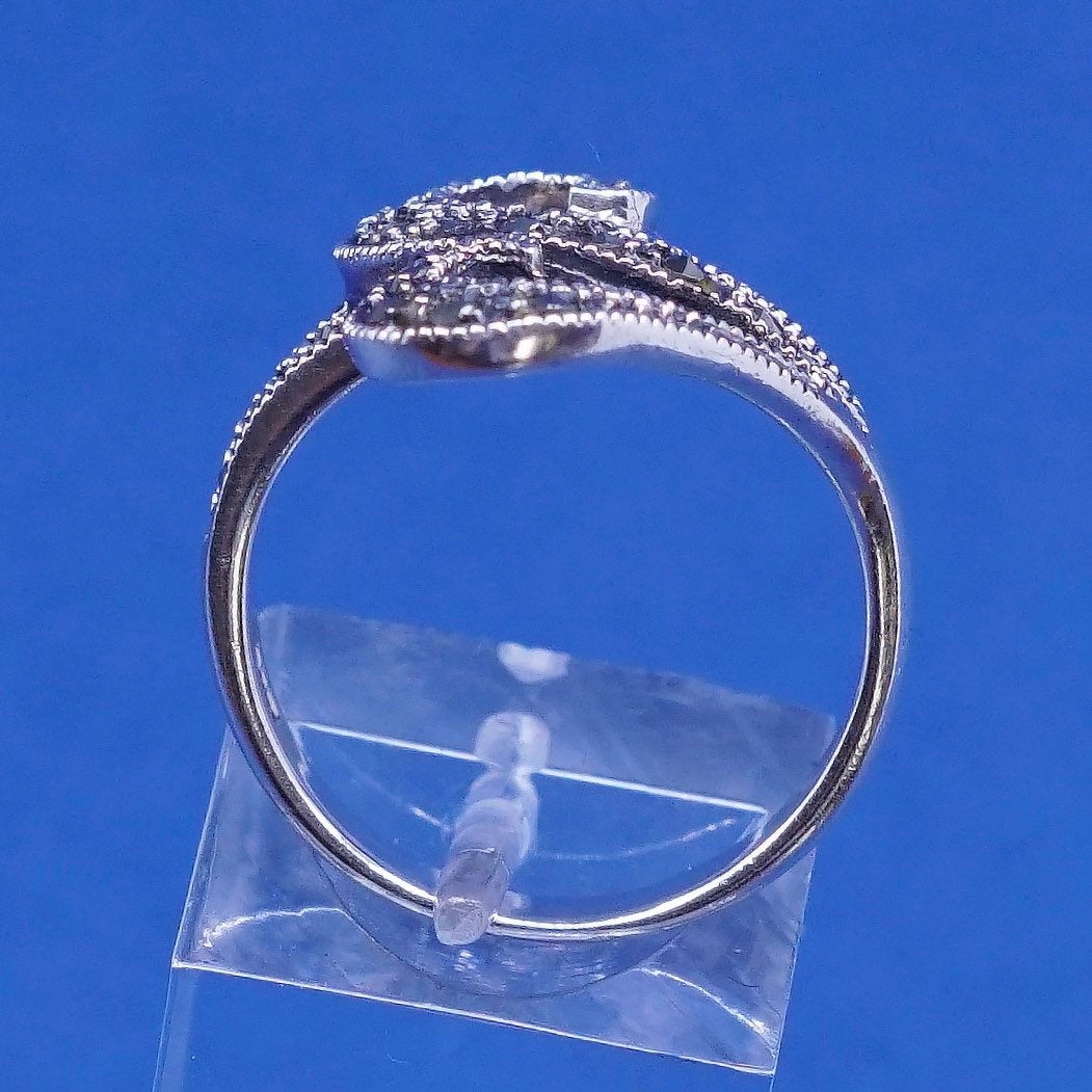Size 8, vtg sterling silver handmade ring, 925 band w/ marcasite