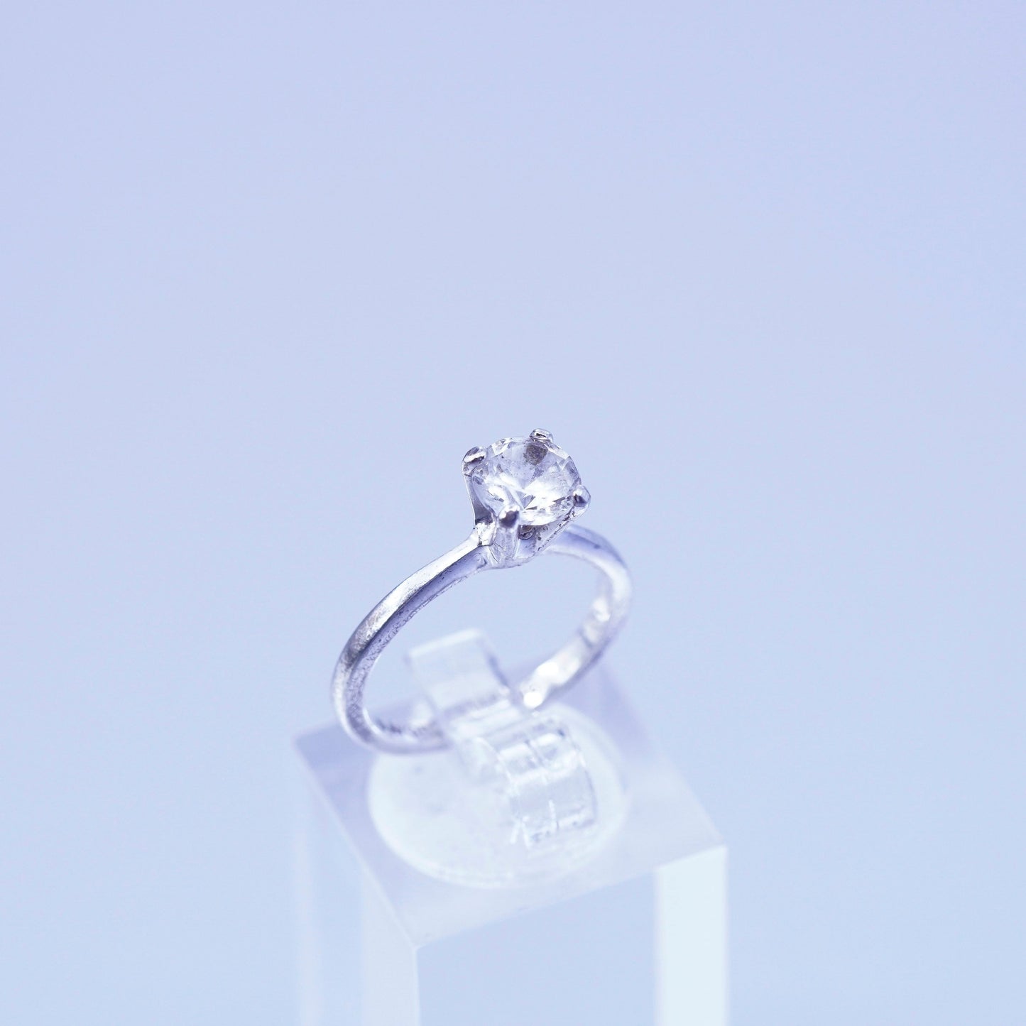 Size 5, vintage Avon Sterling 925 silver handmade engagement ring with Cz