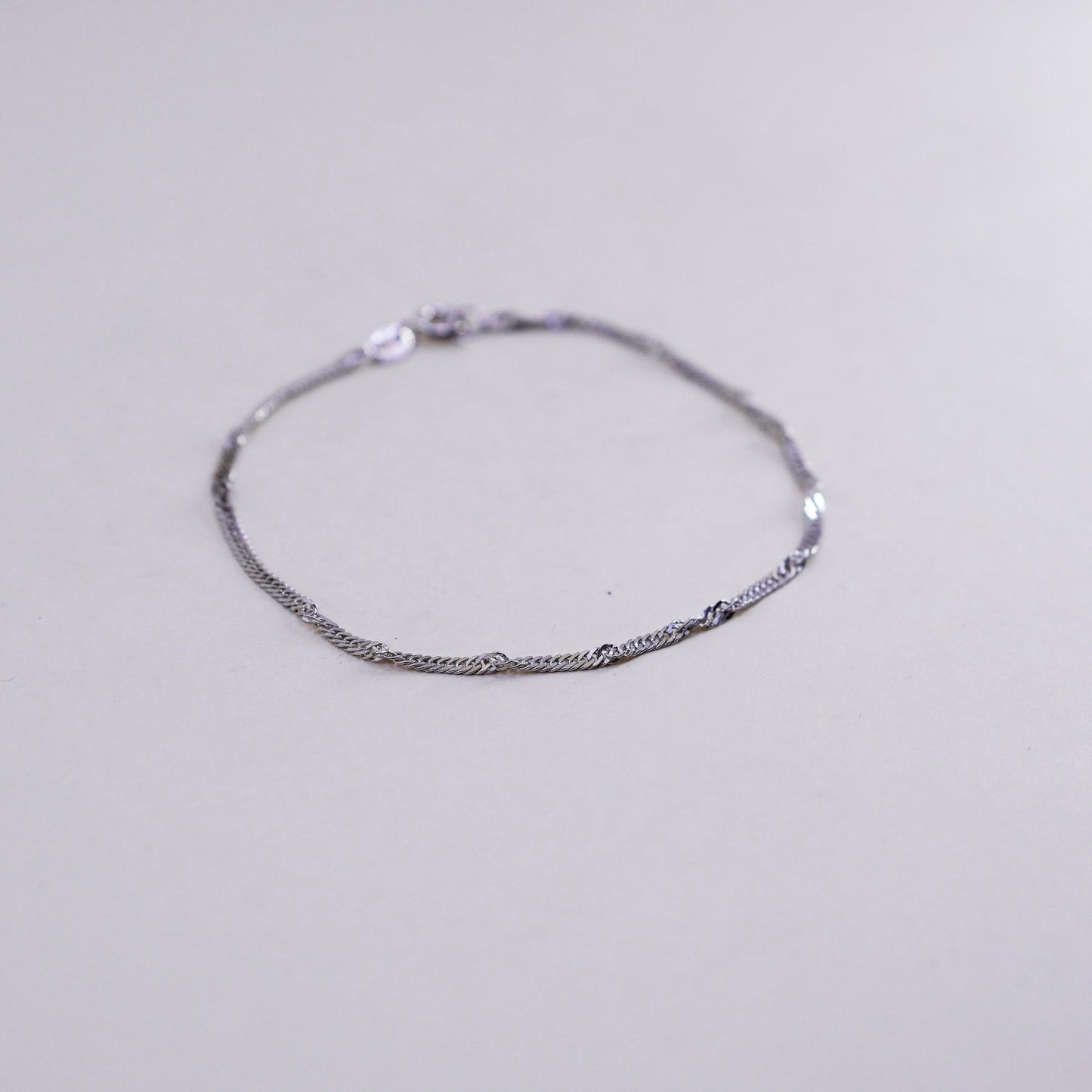 7.25”, 2mm, Vintage Milor sterling silver bracelet, twisted curb link bracelet