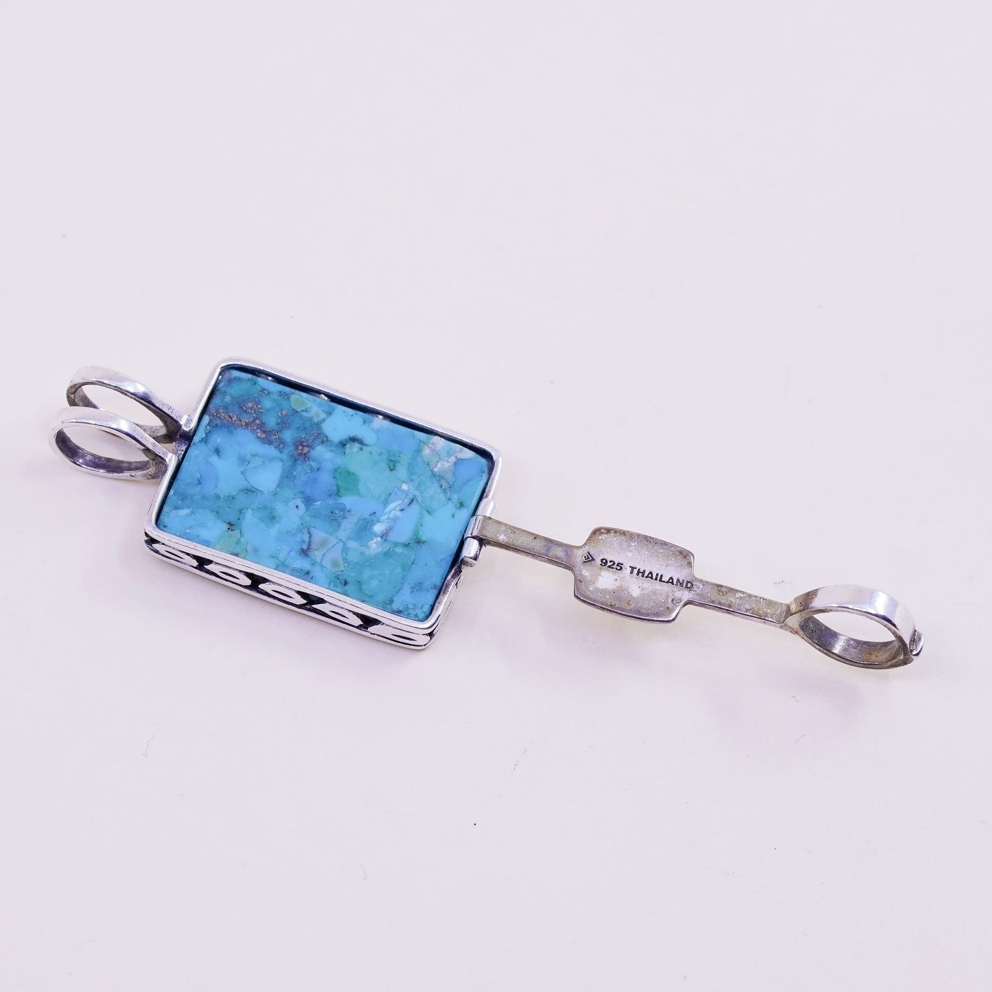 vintage silpada sterling silver pendant, 925 life of tree with Square Turquoise