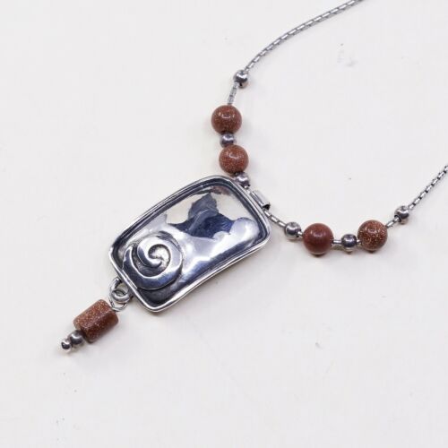 35”, Silpada Sterling 925 Handmade Silver & Sunstone Necklace N1190 Pendant