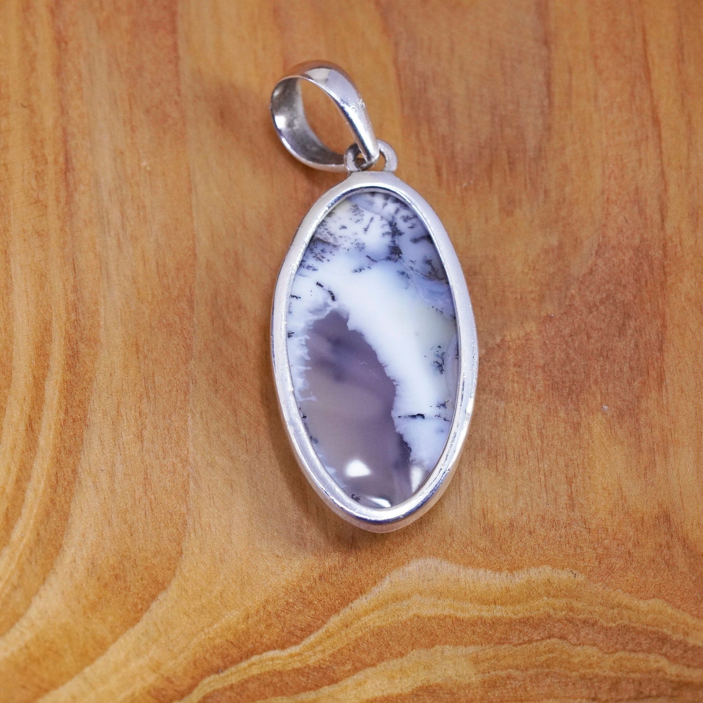 Vintage Sterling silver handmade pendant, 925 oval with rutilated quartz