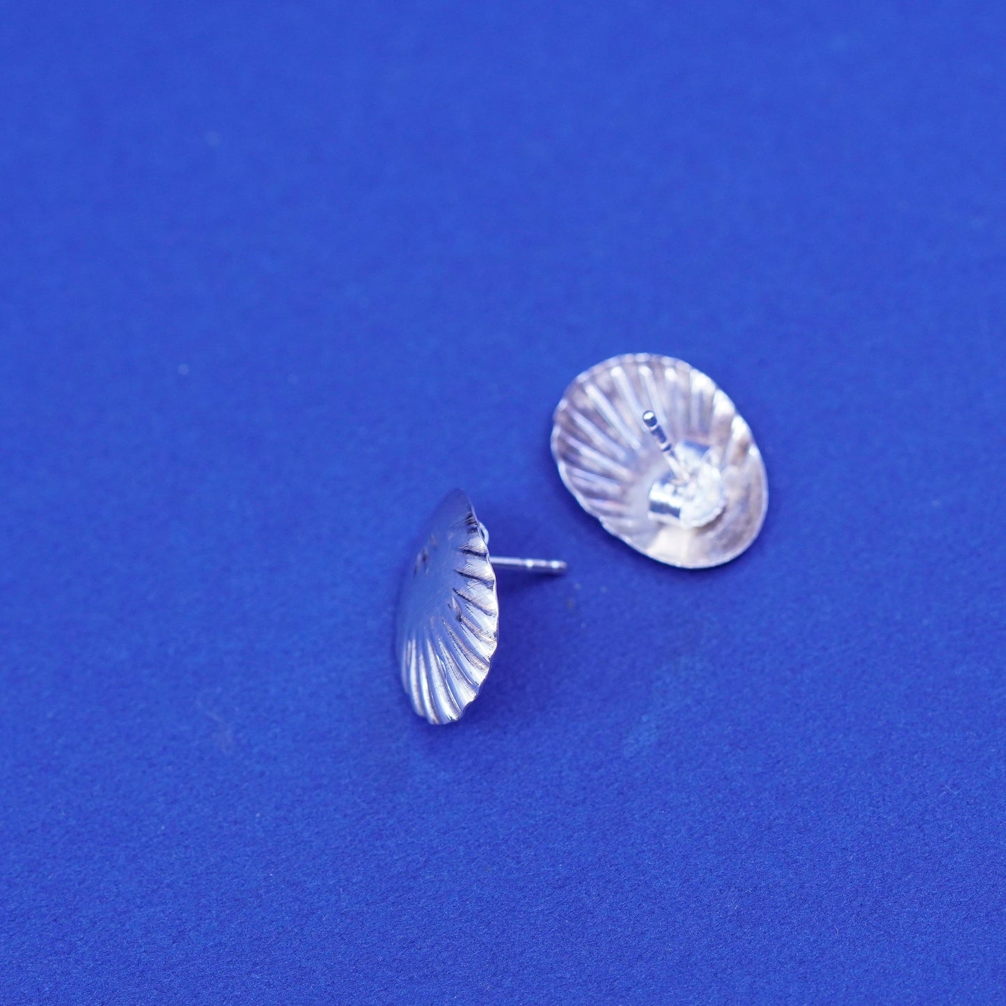 Vintage sterling silver handmade earrings, 925 shell studs