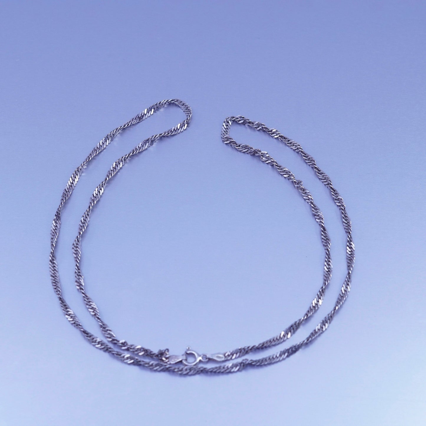 24” 3mm, vintage Italy Sterling 925 silver twisted curb chain necklace