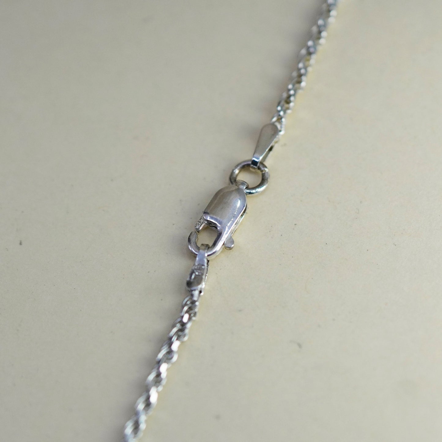 24” 2mm, vintage Sterling silver necklace, 925 rope chain