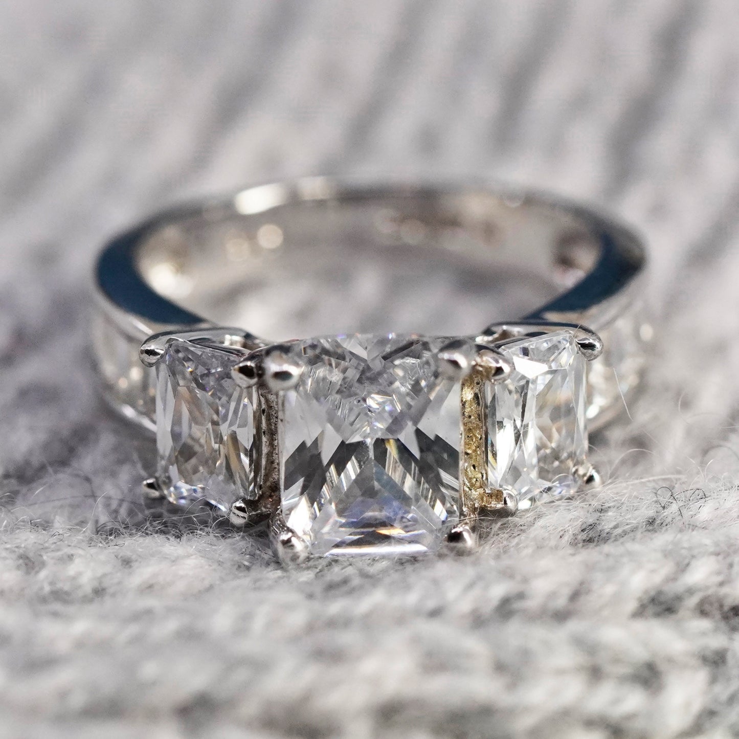 Size 5, vintage Sterling silver handmade ring, 925 engagement ring with cz