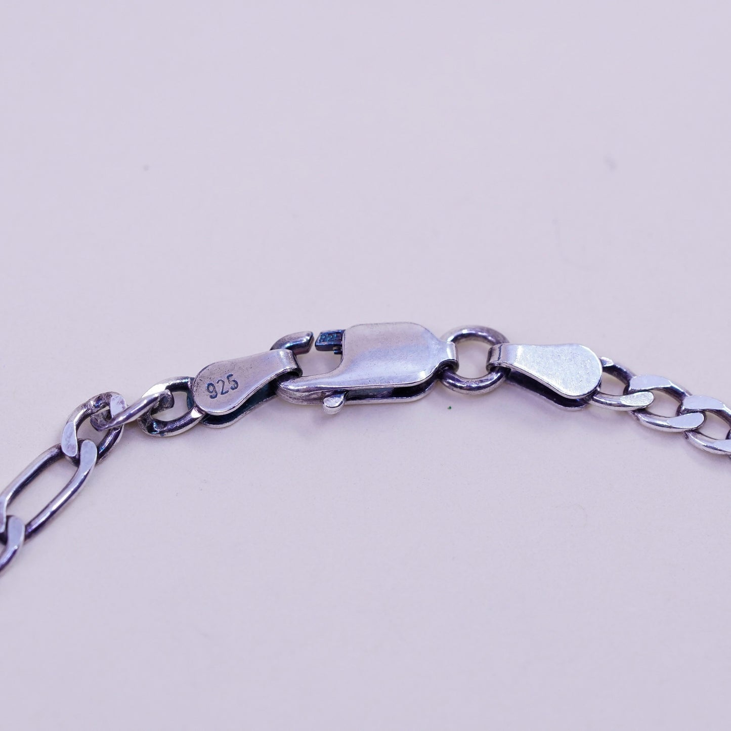 6.75”, 3mm, Vintage sterling silver bracelet, Italy 925 figaro chain