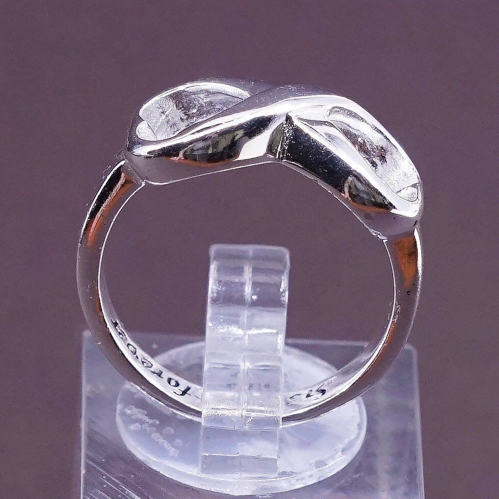 sz 8, Sterling silver handmade ring, 925 infinity band “sisters forever