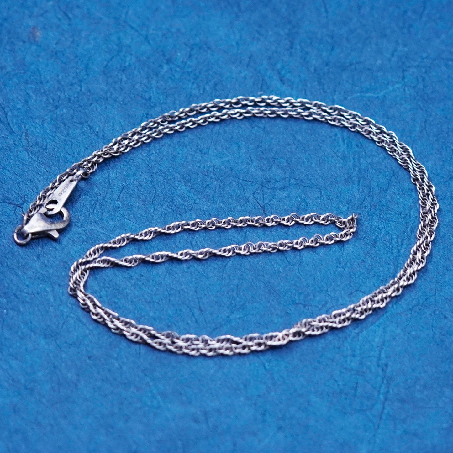 18”, 1mm, vintage Sterling silver necklace, 925 Singapore rope chain