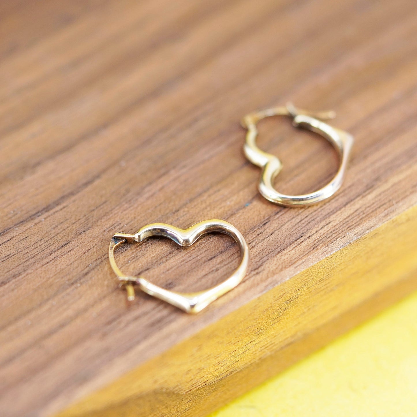 0.75”, vermeil gold over Sterling silver earrings, 925 heart hoops