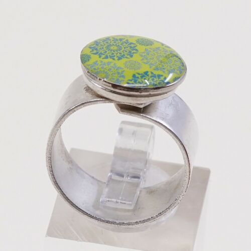 Sz 8, Vtg Sterling Silver Handmade Ring, Mexico 925 Band W/ Round Resin